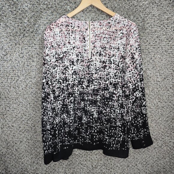 Vince Camuto Top Womens Large Purple Scoop Neck Blouse Zip Semi Sheer Ladies - Picture 7 of 7